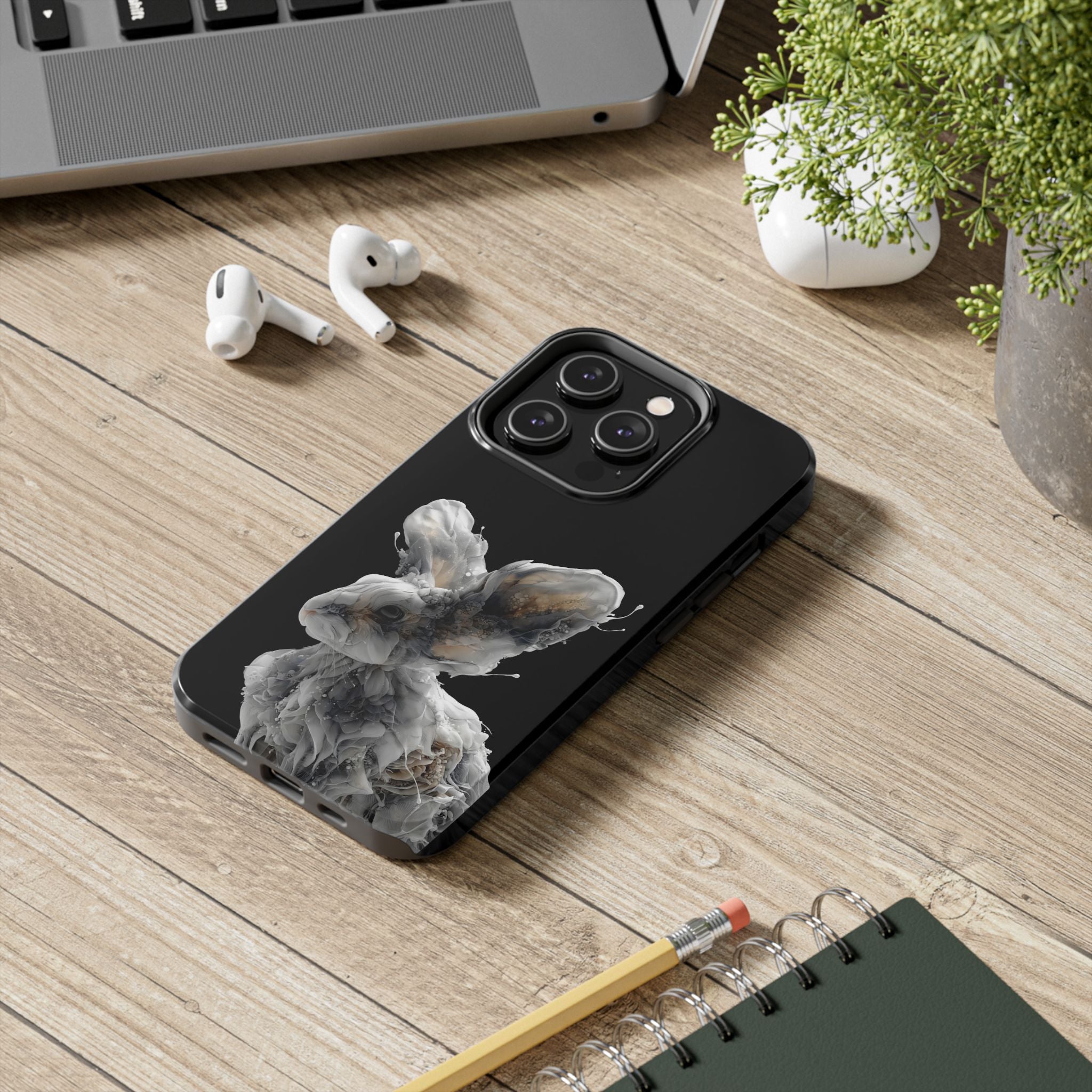 Ethereal Echo: Sculpted Fractal Hare | Tough Phone Case