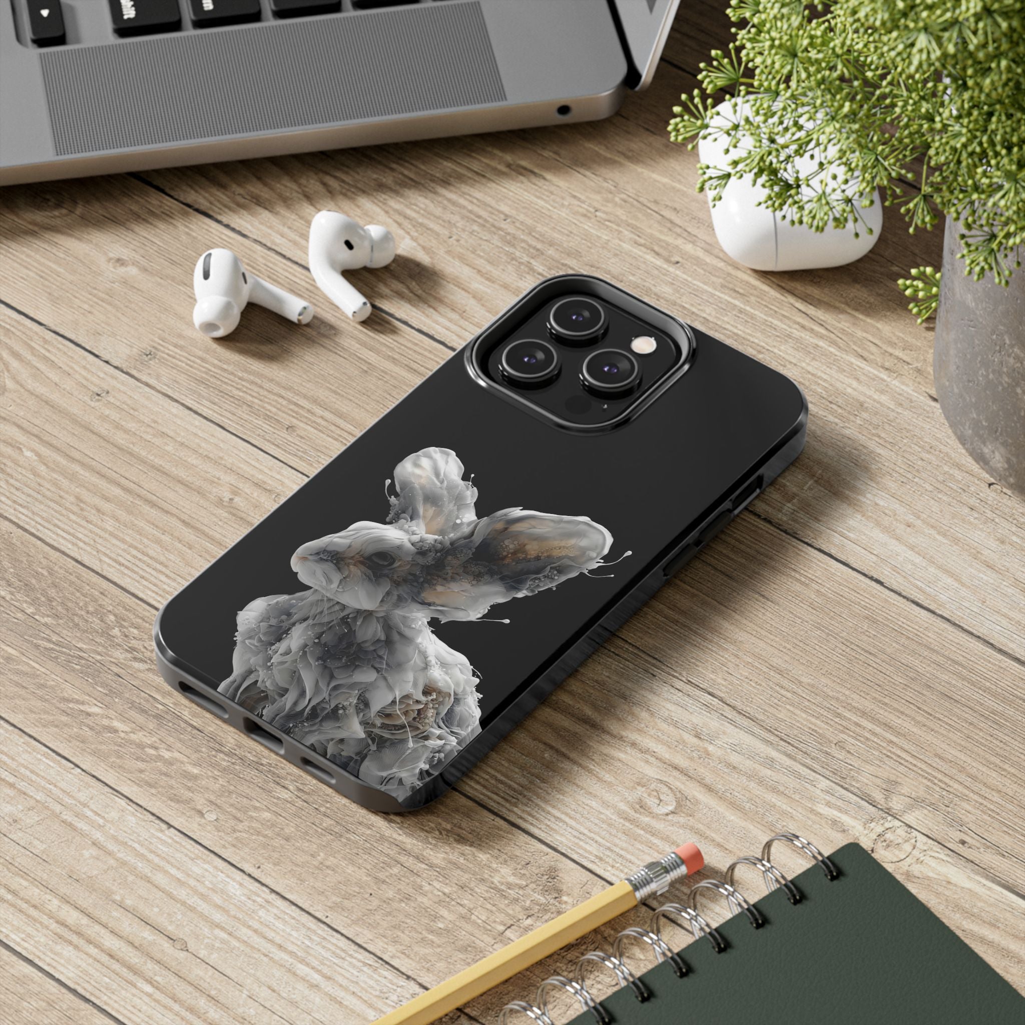 Ethereal Echo: Sculpted Fractal Hare | Tough Phone Case
